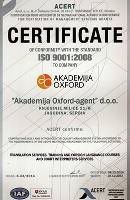 ISO 9001 Standard - Certificate