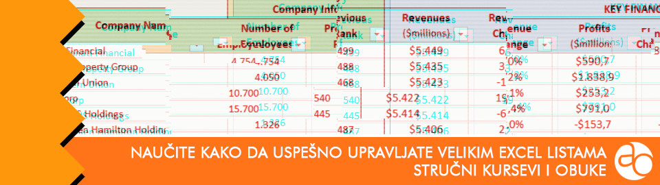 Kurs i obuka - Naučite kako da uspešno upravljate velikim Excel listama