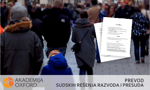 Prevodi sudskih rešenja razvoda i presuda