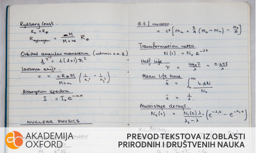 Prevodjenje dokumentacije u oblasti prirodnih i drustvenih nauka