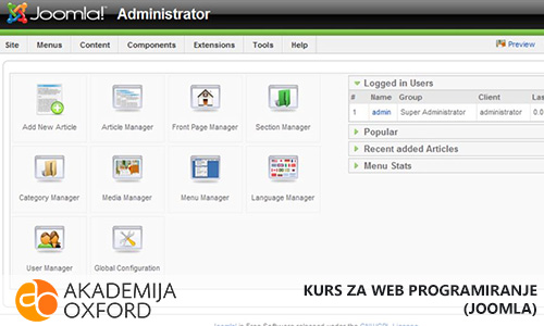 Škola Web programiranja Joomla Niš - Akademija Oxford
