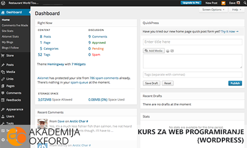 Kurs za Web programiranje Wordpress Novi Sad - Akademija Oxford