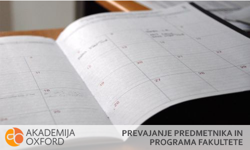 Predmetnika in programa fakultete, Celje