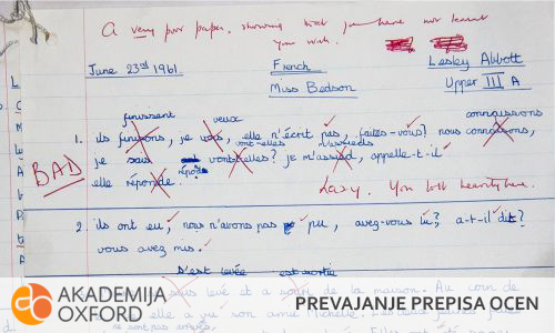 Prevajanje prepisa ocen, Ljubljana