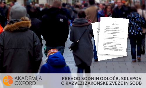 Prevod sodnih odločb, sklepov o razvezi zakonske zveze in sodb