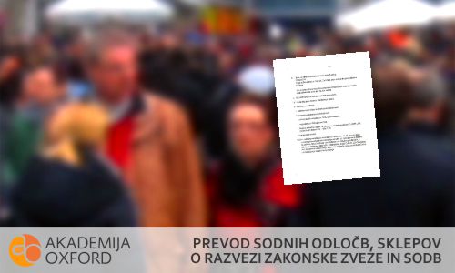 Prevodi sodnih odločb, sklepov o razvezi zakonske zveze in sodb