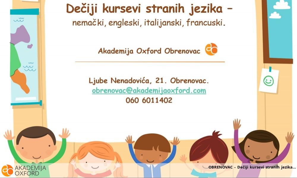 OBRENOVAC - Dečiji kursevi stranih jezika