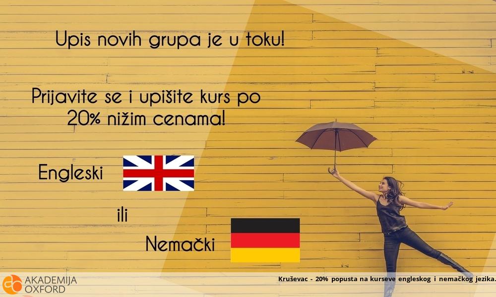 Kruševac - 20% popusta na kurseve engleskog i nemačkog jezika Kruševac - 20% popusta na kurseve engleskog i nemačkog jezika