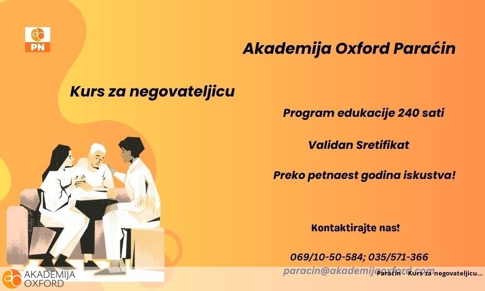 Paraćin - Kurs za negovateljicu Paraćin - Kurs za negovateljicu