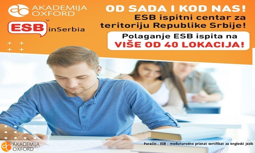 Paraćin - ESB - međunarodno priznat sertifikat za engleski jezik Paraćin - ESB - međunarodno priznat sertifikat za engleski jezik
