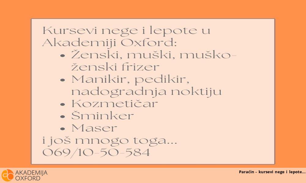 Paraćin - kursevi nege i lepote Paraćin - kursevi nege i lepote