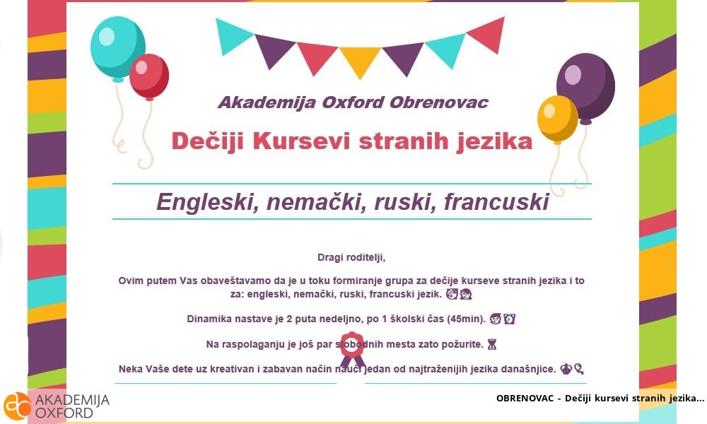 OBRENOVAC - Dečiji kursevi stranih jezika OBRENOVAC - Dečiji kursevi stranih jezika