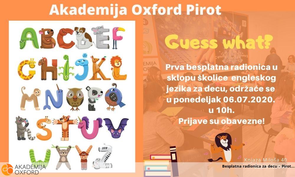 Besplatna radionica za decu - Pirot Besplatna radionica za decu - Pirot