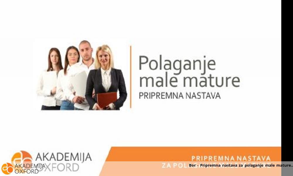 Bor - Pripremna nastava za polaganje male mature Bor - Pripremna nastava za polaganje male mature