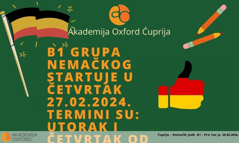 Ćuprija - Nemački jezik B1 - Prvi čas je 29.02.2024.