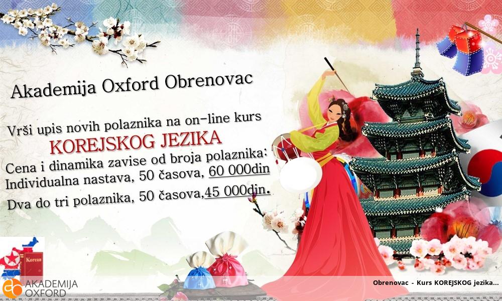 Obrenovac - Kurs KOREJSKOG jezika