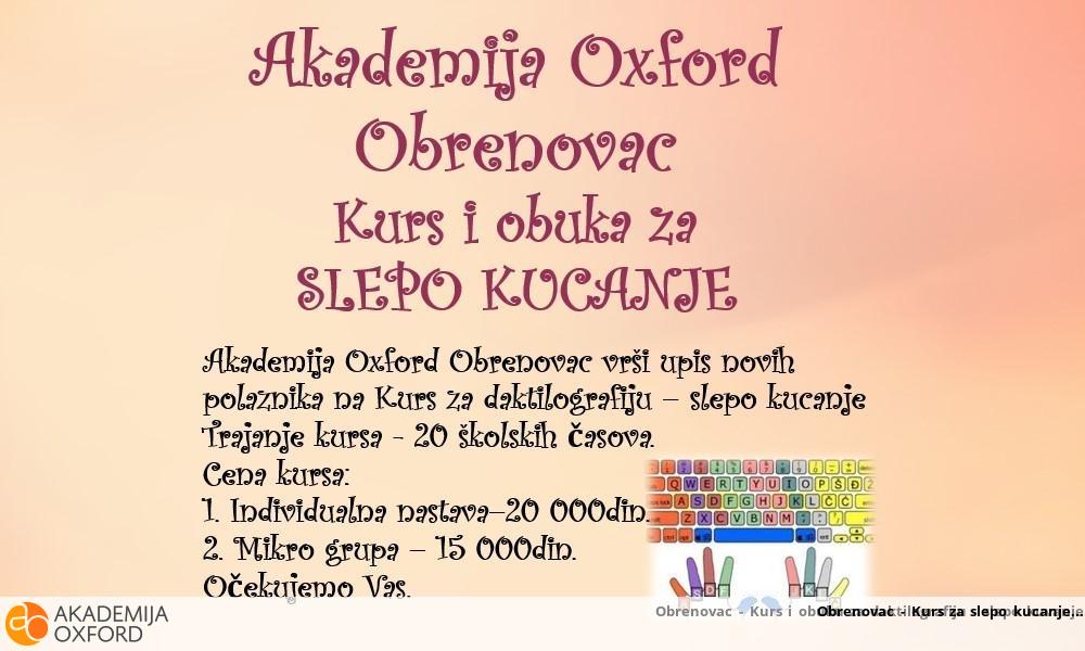 Obrenovac - Kurs za slepo kucanje Obrenovac - Kurs za slepo kucanje