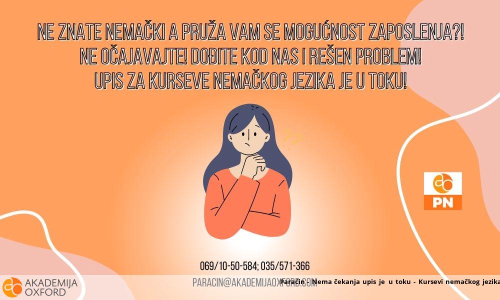 Paraćin - Nema čekanja upis je u toku - Kursevi nemačkog jezika Paraćin - Nema čekanja upis je u toku - Kursevi nemačkog jezika