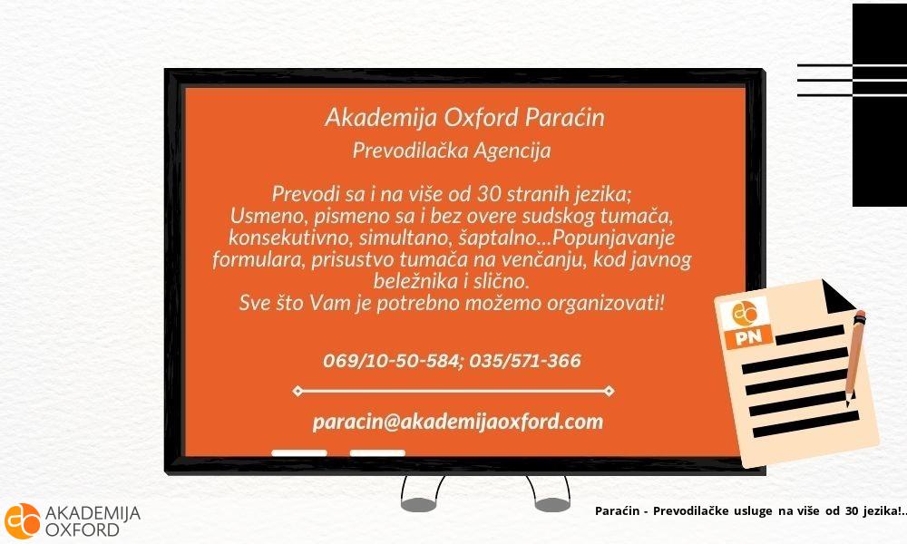 Paraćin - Prevodilačke usluge na više od 30 jezika!