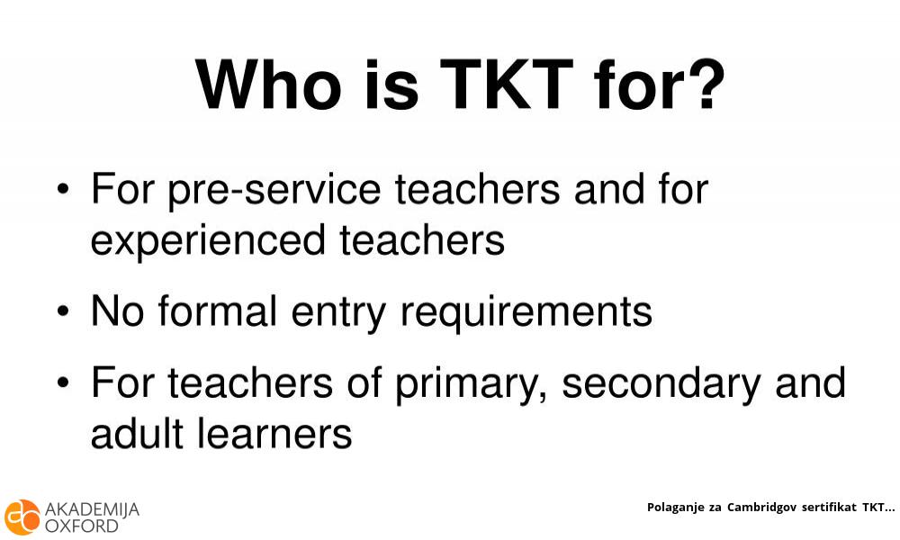 Polaganje za Cambridgov sertifikat TKT