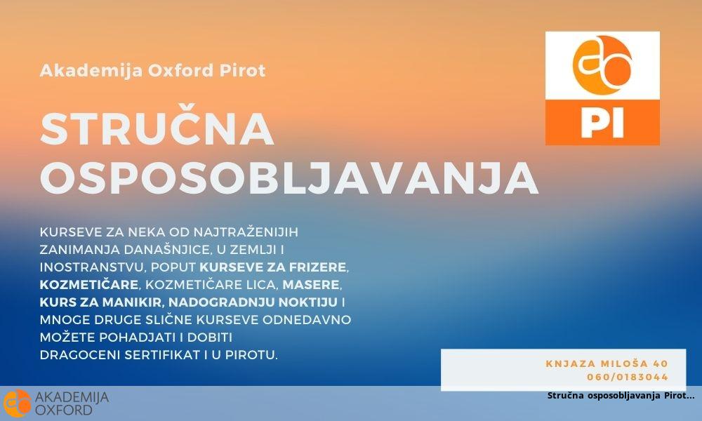 Stručna osposobljavanja Pirot Stručna osposobljavanja Pirot
