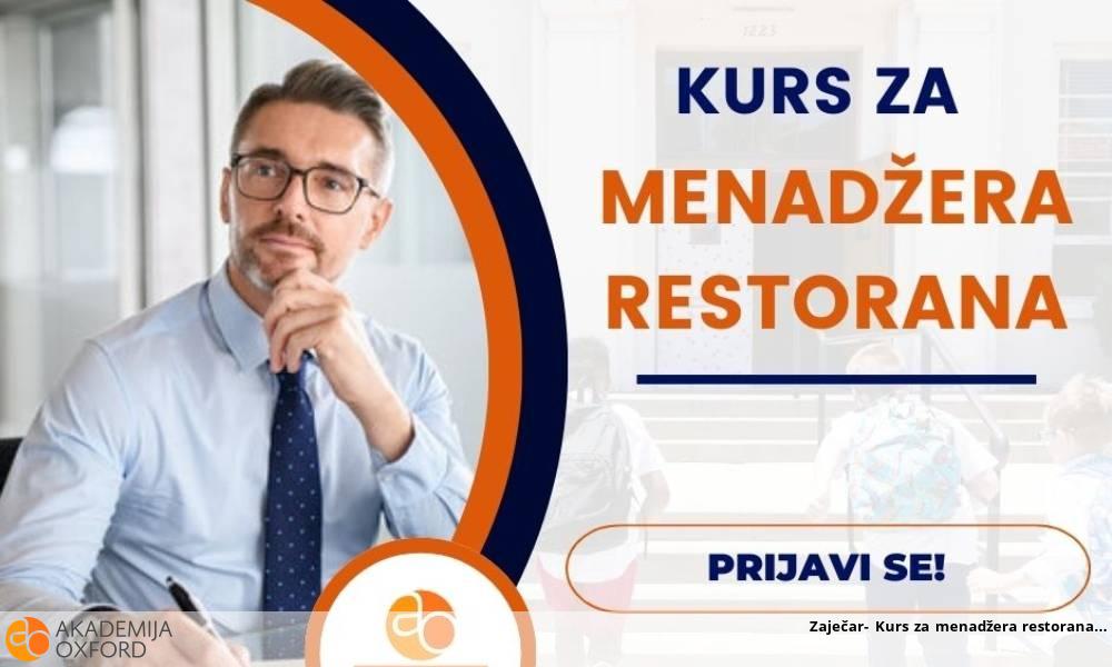 Zaječar- Kurs za menadžera restorana