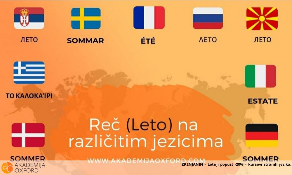 ZRENJANIN - Letnji popust -20% - kursevi stranih jezika