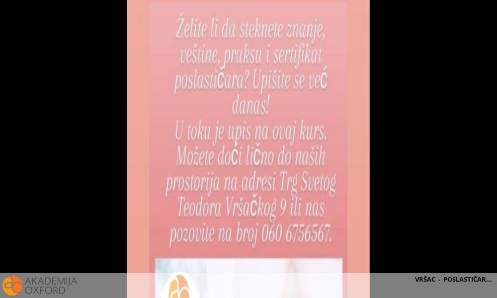 VRŠAC - POSLASTIČAR VRŠAC - POSLASTIČAR