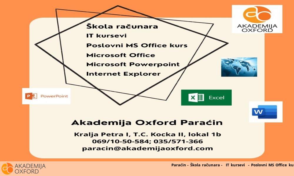 Paraćin - Škola računara - IT kursevi - Poslovni MS Office kurs
