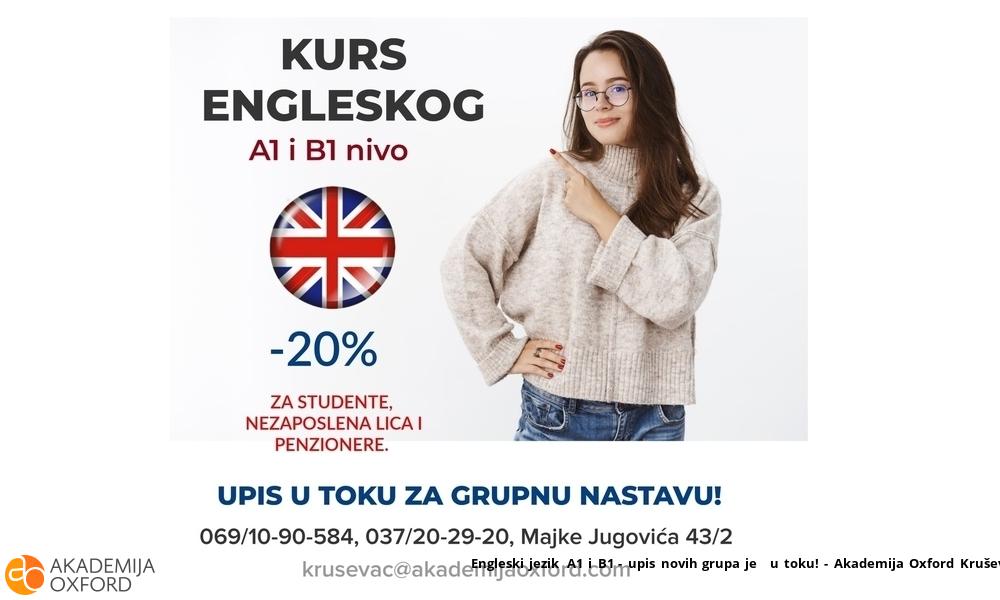 Engleski jezik A1 i B1 - upis novih grupa je u toku! - Akademija Oxford Kruševac