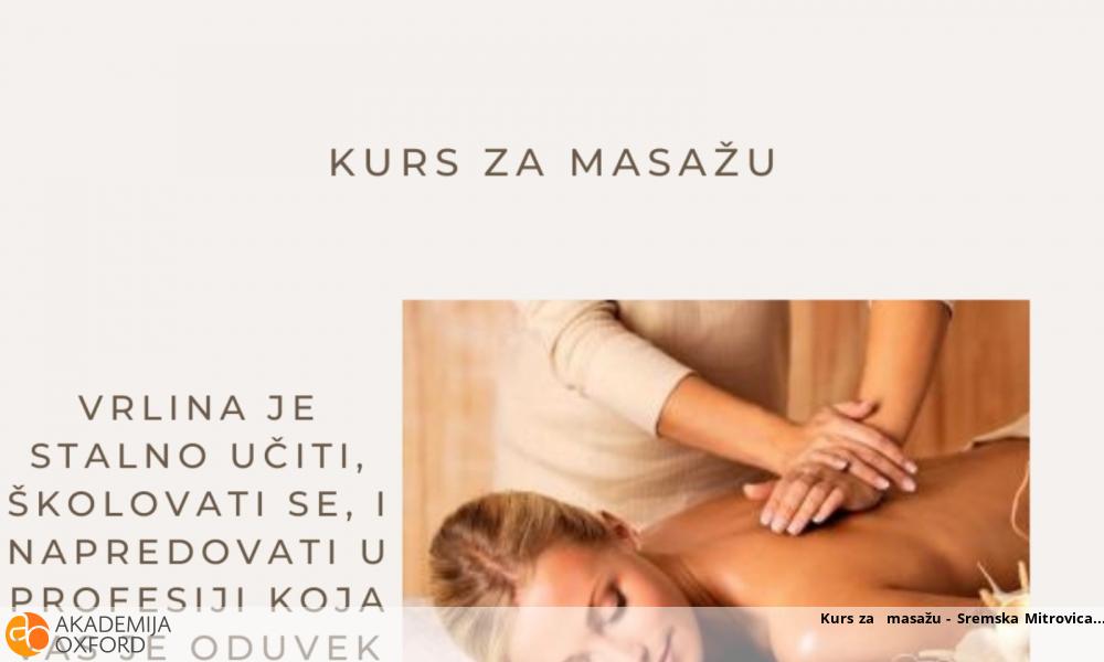 Kurs za masažu - Sremska Mitrovica