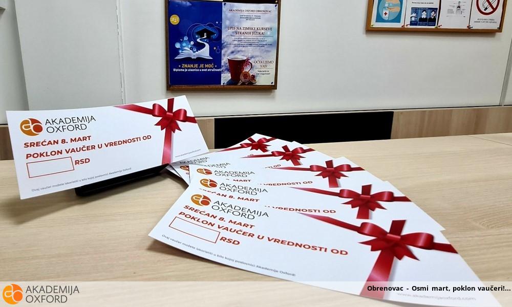 Obrenovac - Osmi mart, poklon vaučeri!