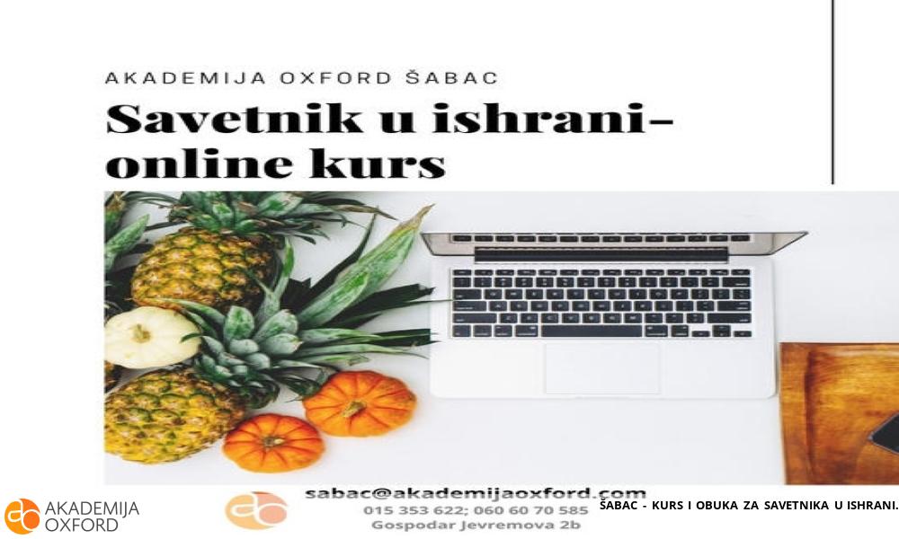 ŠABAC - KURS I OBUKA ZA SAVETNIKA U ISHRANI