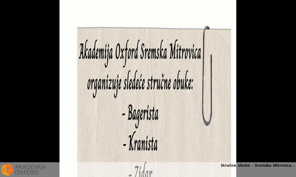 Stručne obuke - Sremska Mitrovica Stručne obuke - Sremska Mitrovica